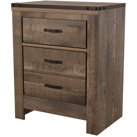 Bowery Hill Brown Nightstand Rectangular Slim Profile Dual USB Charger 29.88" Unassembled