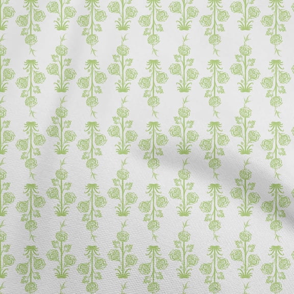 oneOone Cotton Flex Green Fabric Asian Block Floral Craft Projects Decor Fabric Printed By The Yard 40 Inch Wide