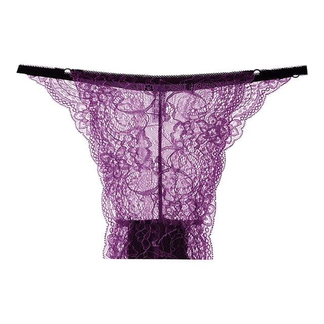 Gibobby Pantaleta de encaje para mujer Bragas triangulares de cintura con ribete de encaje para mujer, ropa interior cómoda Sexy(Morado,Talla única)