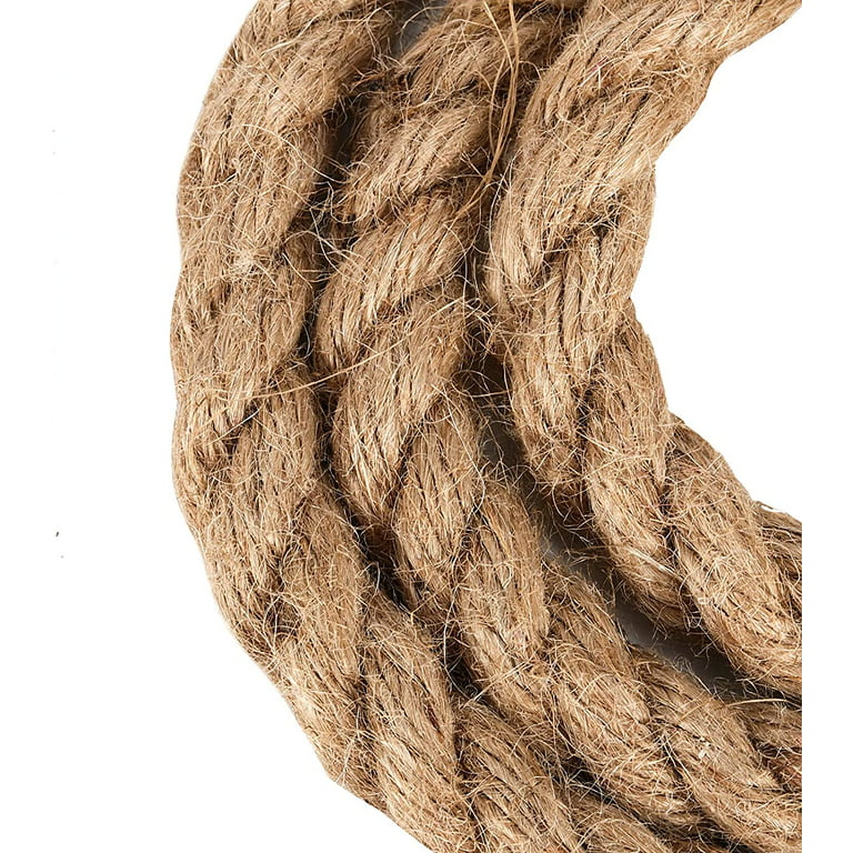 ZEONHAK 1/2 inch Burlap Jute Twine Rope, Extra Thick Twisted Manila Hemp Rope in Brown Tone, 100 Feet Long