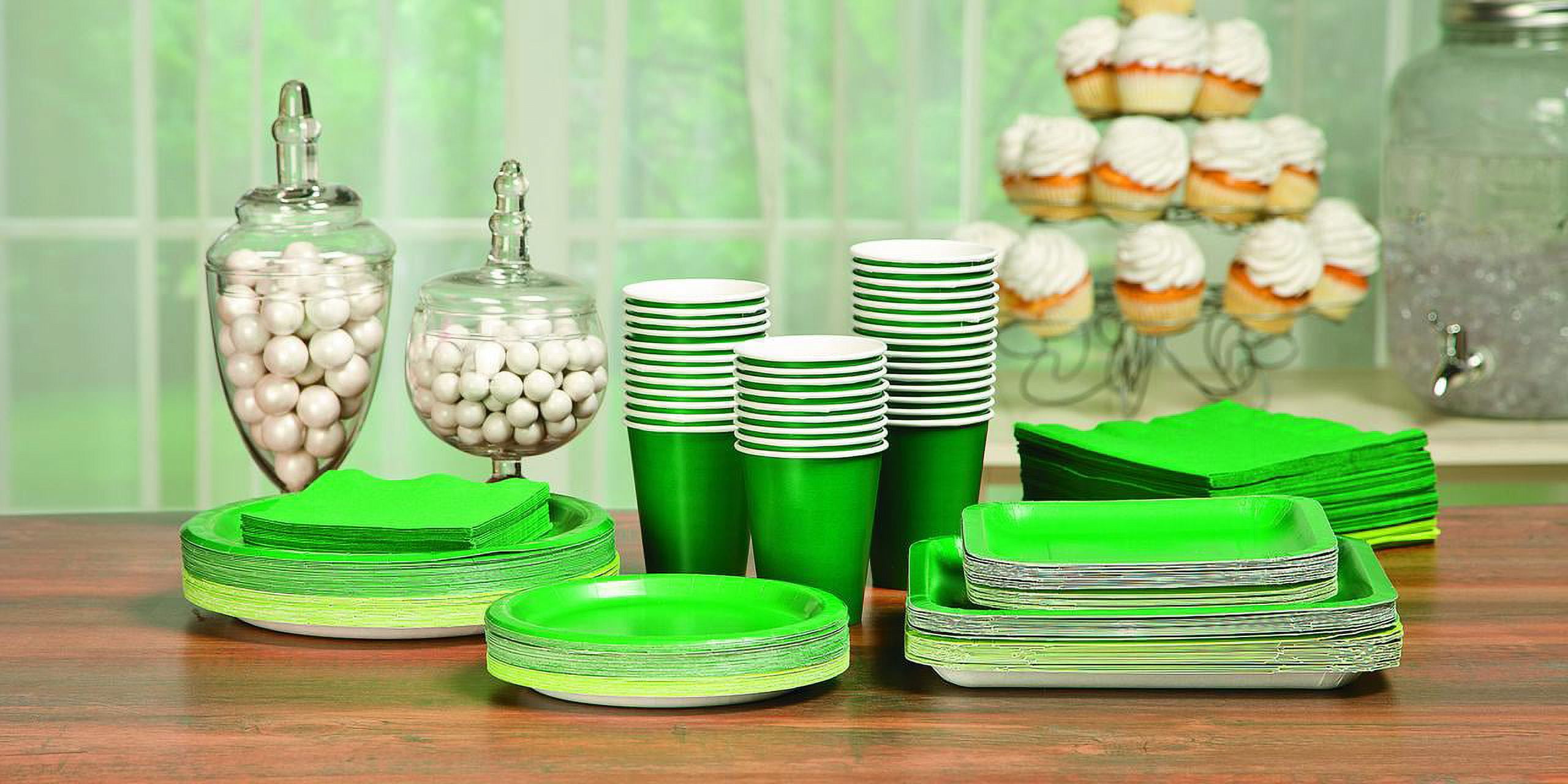 Bulk Green Paper Dessert Plates, Christmas, St. Patrick's Day, Golf, Graduation, Birthday, Party Supplies, 24 Pieces, 7"