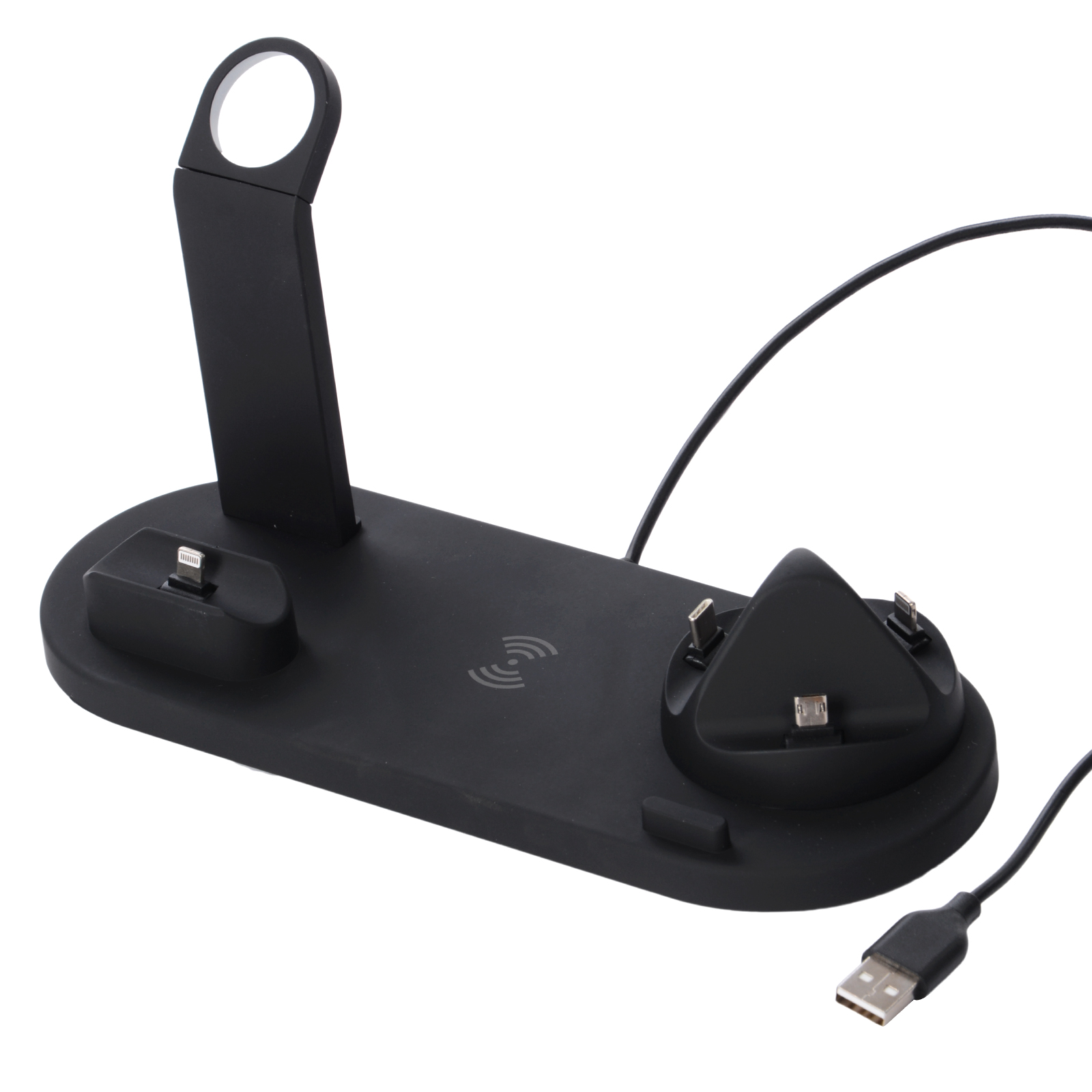 Wireless Charging 3 in 1 Charger Dock, Fast Wireless Charging Station with 4 Port USB, Apple