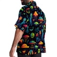 thumbnail image 3 of Alien Men's Short Sleeve Poplin Shirts, Casual Printed Button Down Tops for Summer Beach, Unisex with Spread Collar, 3 of 6