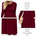 thumbnail image 2 of Vestido De Cuello Redondo Vestido Con Bolsillos Laterales Vestido De Color Puro Vestidos Largos Casuales Vestido De Manga Larga Con Cuello Redondo Para Mujer Vestidos Sueltos Lisos, 2 of 6