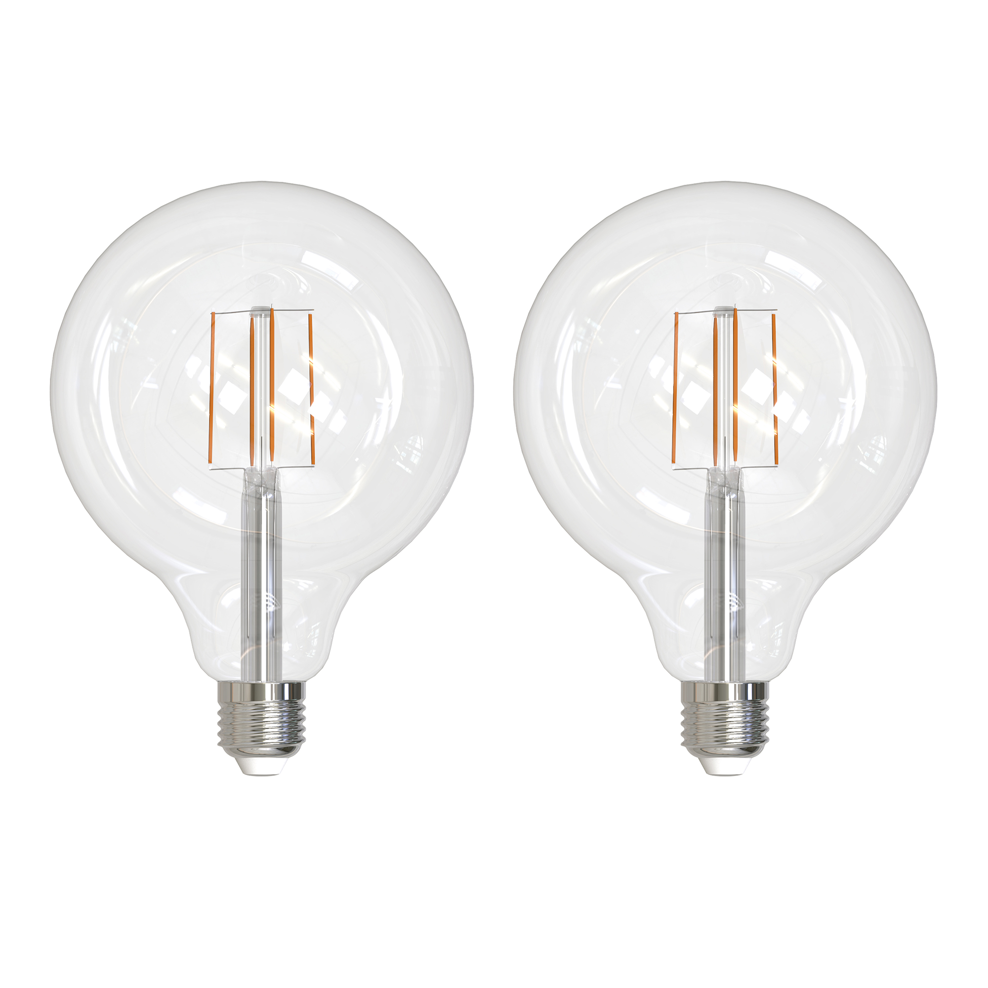 Bulbrite Pack of (2) 8.5 Watt Dimmable Clear Filament G40 Medium (E26) LED Light Bulb - 800 Lumens, 3000K