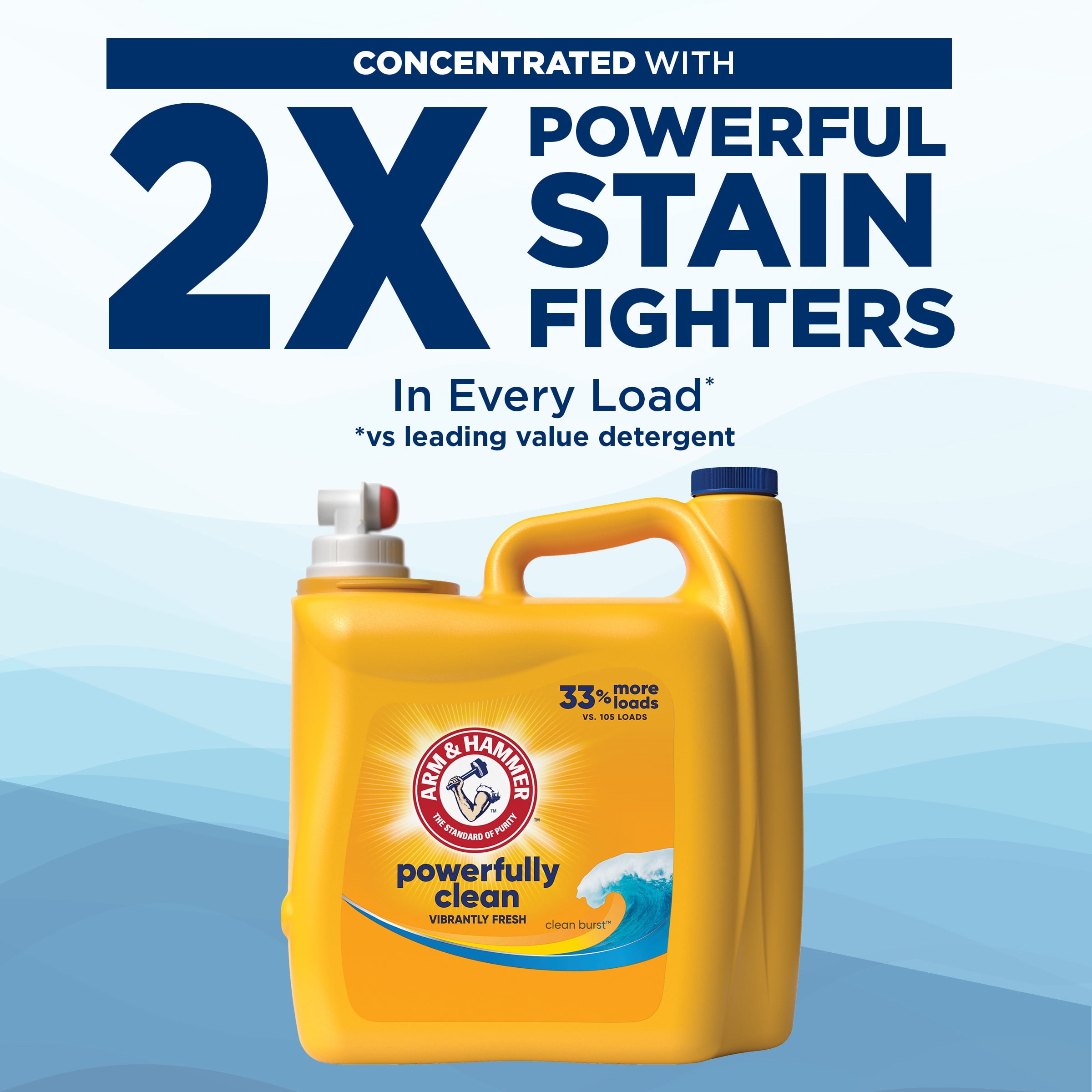 ARM & HAMMER Liquid Laundry Detergent Soap, Clean Burst Fresh, 140 fl oz, 140 Loads