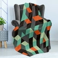 thumbnail image 4 of Modern Soft Flannel Fleece Throw Blanket, Geometrical Print with Squares Triangles Shapes and Shadows Zig Zag Stripes Image, Cozy Plush for Indoor and Outdoor Use, 50" x 60", Multicolor, by Ambesonne, 4 of 5