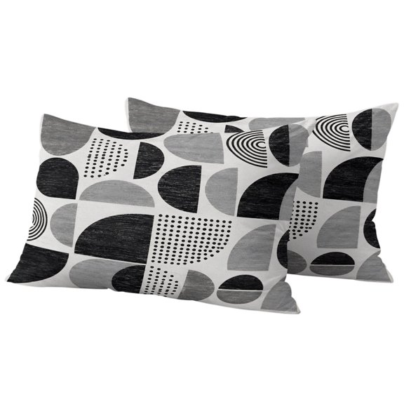 Outdoor Waterproof Throw Pillow Covers Set of 2 Black Dots Semicircles Decorative Pillowcases Lumbar Outdoor Pillows Cushion Case 20x12 Inch Modern Art Geometric Patio Pillows for Couch Sofa Bed