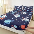 thumbnail image 3 of Castle Fairy Kids Boys Girls Cartoon Astronaut Rocket Twin Sheet Sets 3pcs,Galaxy Universe Twin Fitted Sheet Microfiber,Kawaii Cosmos Planet Breathable Flat Sheet,Luxury Bedroom Decor, 3 of 7