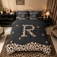 thumbnail image 3 of Meiyoeat Animal Leopard Letter R Bedding Comforter Set 7pcs for Women Juniors, Classic Polka Dot Queen Bedding Sets for Bedroom, Black Beige Brown,Black Reversible, 3 of 6