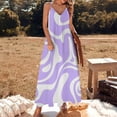 thumbnail image 3 of Purple White Swirl Abstract Pattern Sleeveless Suspender Dress Summer Fashion Casual Long Dress, 3 of 9
