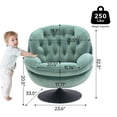 thumbnail image 3 of Velvet Swivel Accent Chair with Ottoman for Living Room Bedroom Reading Room,Cozy Lounge Armchair Fluffy Round Tufted Back Adult Gifts for Small Room Lazy Relax Read TV Chair,Mint Green, 3 of 7