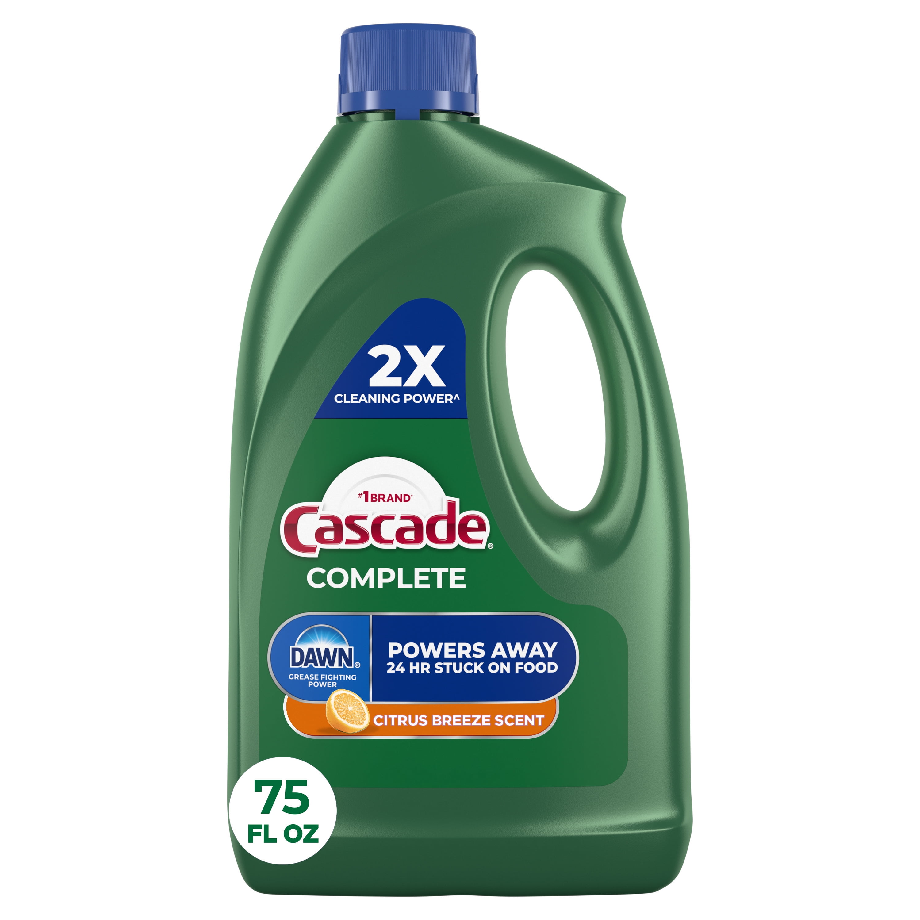 (4 pack) Cascade Complete Dishwasher Detergent Liquid Gel, Dish Detergent, Dish Soap, Citrus, 75 fl oz