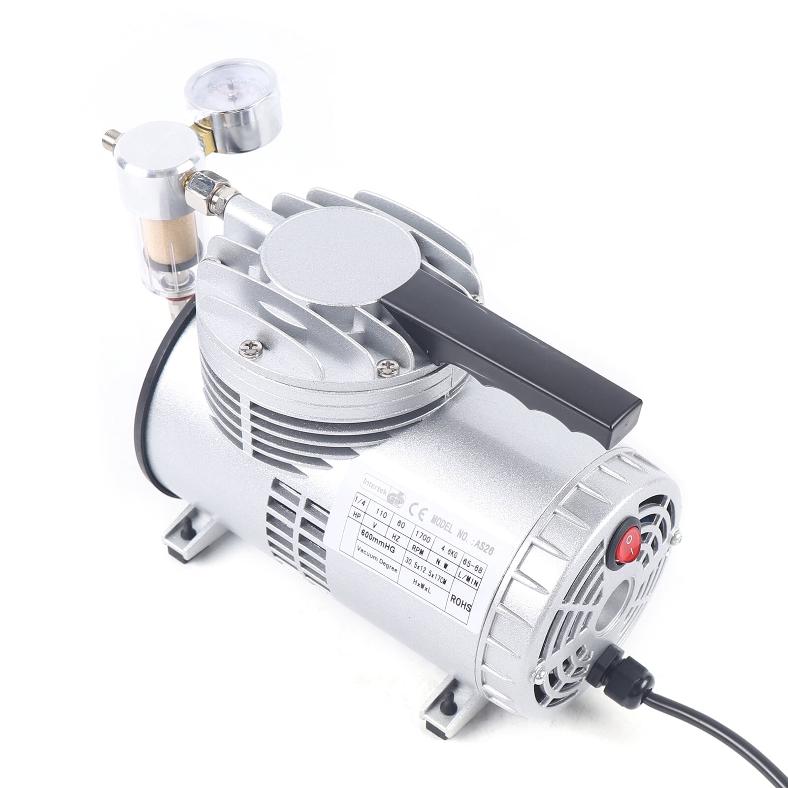Miumaeov Oilless Diaphragm Vacuum Pump 1/6HP 20-23L/min Industrial Small Oil Free Vacuum Suction Pump