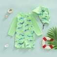 thumbnail image 2 of Ymyiu Baby Swimsuit Boy Baby Boy Swimsuit One Piece Long Sleeve Rash Guard Zipper Swimwear Toddler Bathing Suit Infant Beach Outfits 0-3 Months (Green,0-3 Months), 2 of 7