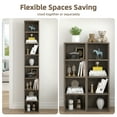 thumbnail image 5 of PORKISS 8-Tier Bookshelf, Wood Open Display Bookshelf with Adjustable Shelves, Tall Narrow Bookcase with Slim Storage, Modern Book Display Shelf Media Tower Rack for Living Room, Home Office, Gray, 5 of 11