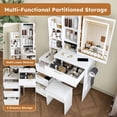 thumbnail image 6 of Montary 39.3" Spacious Vanity Desk Set with LED Adjustable Mirror, 4 Drawers and Multiple Open Storage Shelves, A Hair Dryer Holder and Power Socket,White, 6 of 9