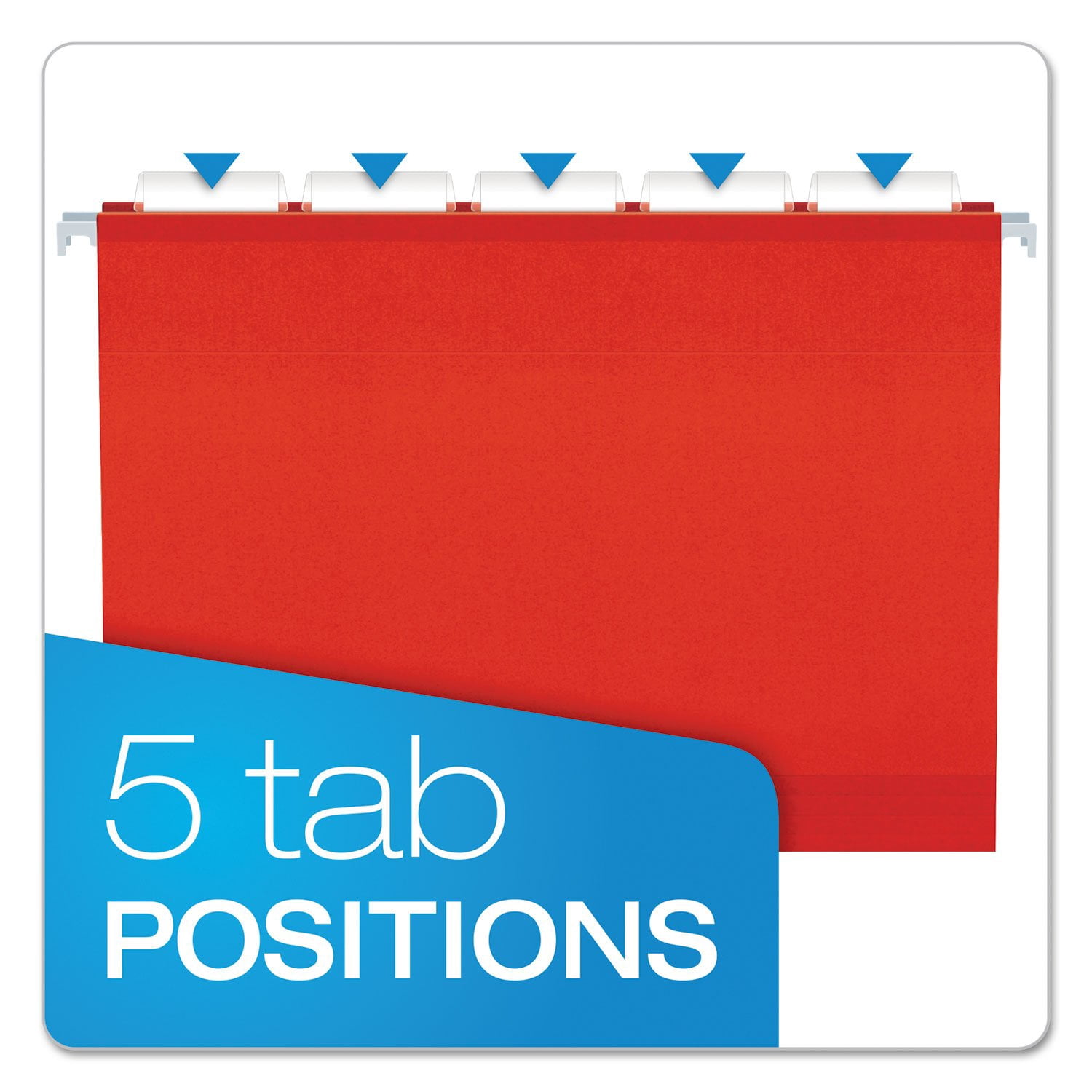 Extra Capacity Reinforced Hanging Folders  2" Letter Size 1/5 Cut Red 25/bx (04152x2 Red)