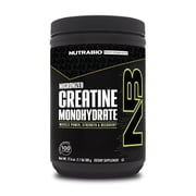 NutraBio Pure Creatine Monohydrate Powder Supplement, Unflavored, (500g) - Supports Bulk Muscle Energy, Recovery, and Strength - for Men and Women