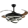 thumbnail image 2 of 42 Inch Retractable Ceiling Fans with Lights and Remote, Geometric Rings Circled Black Chandelier Fan Light Kit, 3-Color LED Light, Invisible Blades Modern Smart Fan for Bedroom Living Room, 2 of 9