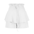thumbnail image 4 of Kovlvoll Women's Shorts Summer Lightweight Solid Color Lace Elastic High Waisted Double Layered Hem Casual Shorts, 4 of 7