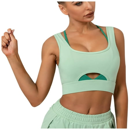 

Bigersell Women Bralette Women Sports Underwear Fall Yoga Wear Running Back Training Shock-proof Vest Breasted Bra Tall Size Padded Lace Bandeau Bra Style 11982 Green 34B