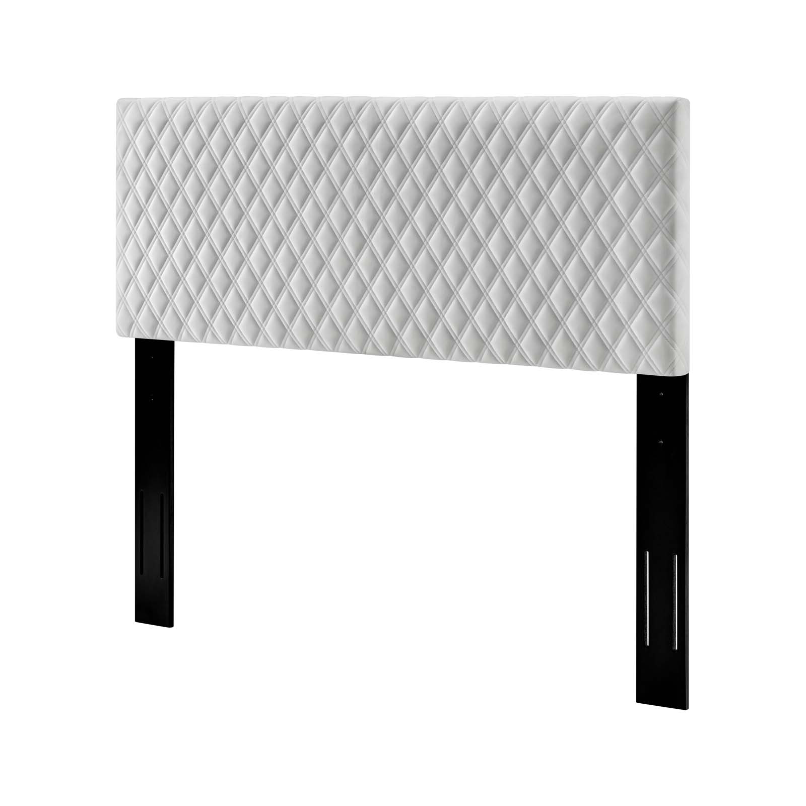 Headboard, King Size, Velvet, White, Modern Contemporary Urban Design