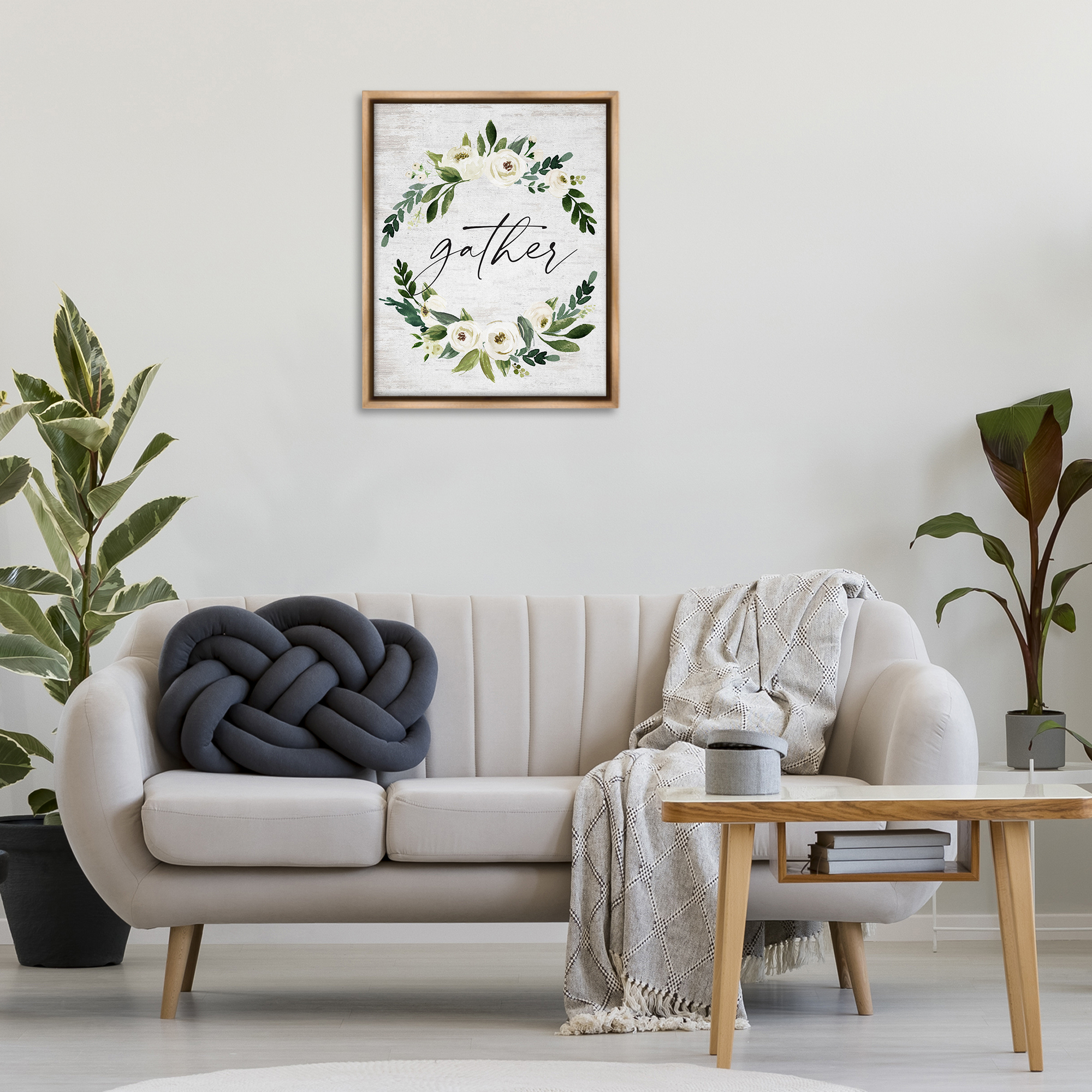 Stupell Industries Neutral Distressed Gather Botanical & Floral Painting Brown Floater Framed Canvas Art Print Wall Art, 25 x 31