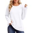 thumbnail image 6 of THNCYX Womens Crew Neck Long Sleeve Sweatshirt with Thumb Holes Solid Color Soft Casual Pullover Top for Everyday Comfort Wear S-2XL, 6 of 6
