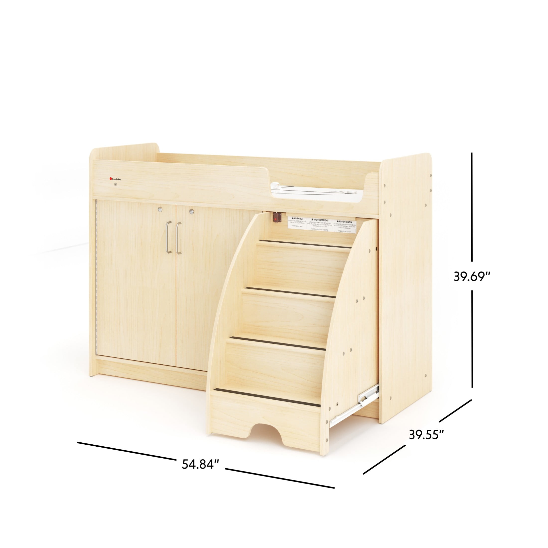 SafeStep Changing Table with Right Stairs - Durable Wood Changing Table for Childcare