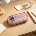 thumbnail image 4 of Double Layer Large Capacity Pencil Case,Fashion Aesthetic Canvas Stationery Bag for Make-up Brush & Stationery Supplies Storage,Office Desk Organizer Bag,Pink, 4 of 7