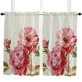 thumbnail image 5 of Vintage Flower Text Peony Small Curtain Rod Pocket Short Curtains Half Drapes Partition Cabinet Door Window Curtains Home Decor, 5 of 6