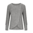 thumbnail image 3 of Tops for Women Plus Size Fall/Winter Long Sleeved Round-neck Solid Color Loose Blouses Shirts,Womens Blouse Gray, 3 of 5