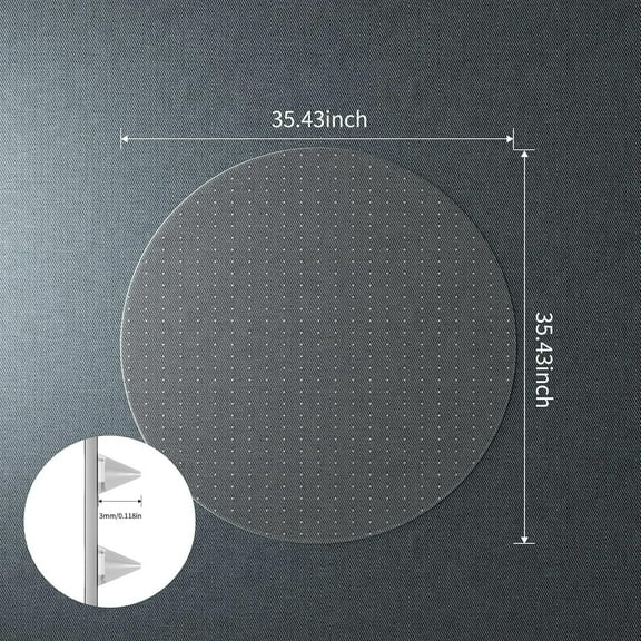 Office Chair Mat for Carpet, 36" Round Clear Non-Slip Protector with 3mm Teeth