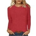 thumbnail image 1 of Blusa De Manga Larga De Color Liso Y Cuello Redondo Para Mujer, 100 Algodn, Talla Petite, Largo De Manga 68, 5 Cm (27 Pulgadas), Ideal Para Uso Diario Informal O Para La Oficina, Paquete, Ukhbmc, 1 of 9