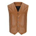 thumbnail image 3 of Aueoeo Men Faux Leather Vests V-neck Jacket Lightweight Waistcoat Fashion Sleeveless Motorcycle Biker Vests Jacket, 3 of 6