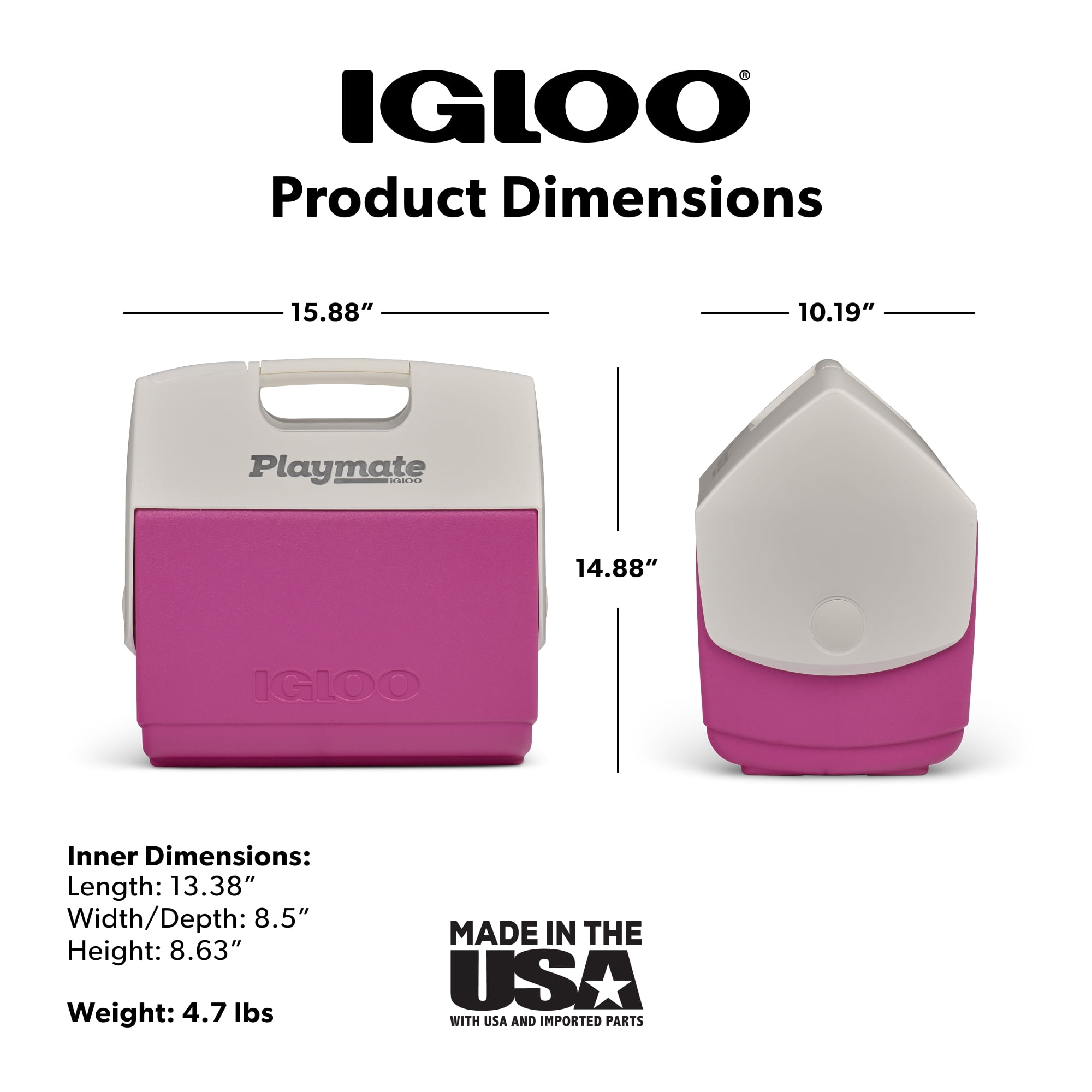 Igloo 16 QT Playmate Elite Ice Chest Cooler, 30 Can Capacity, Pink