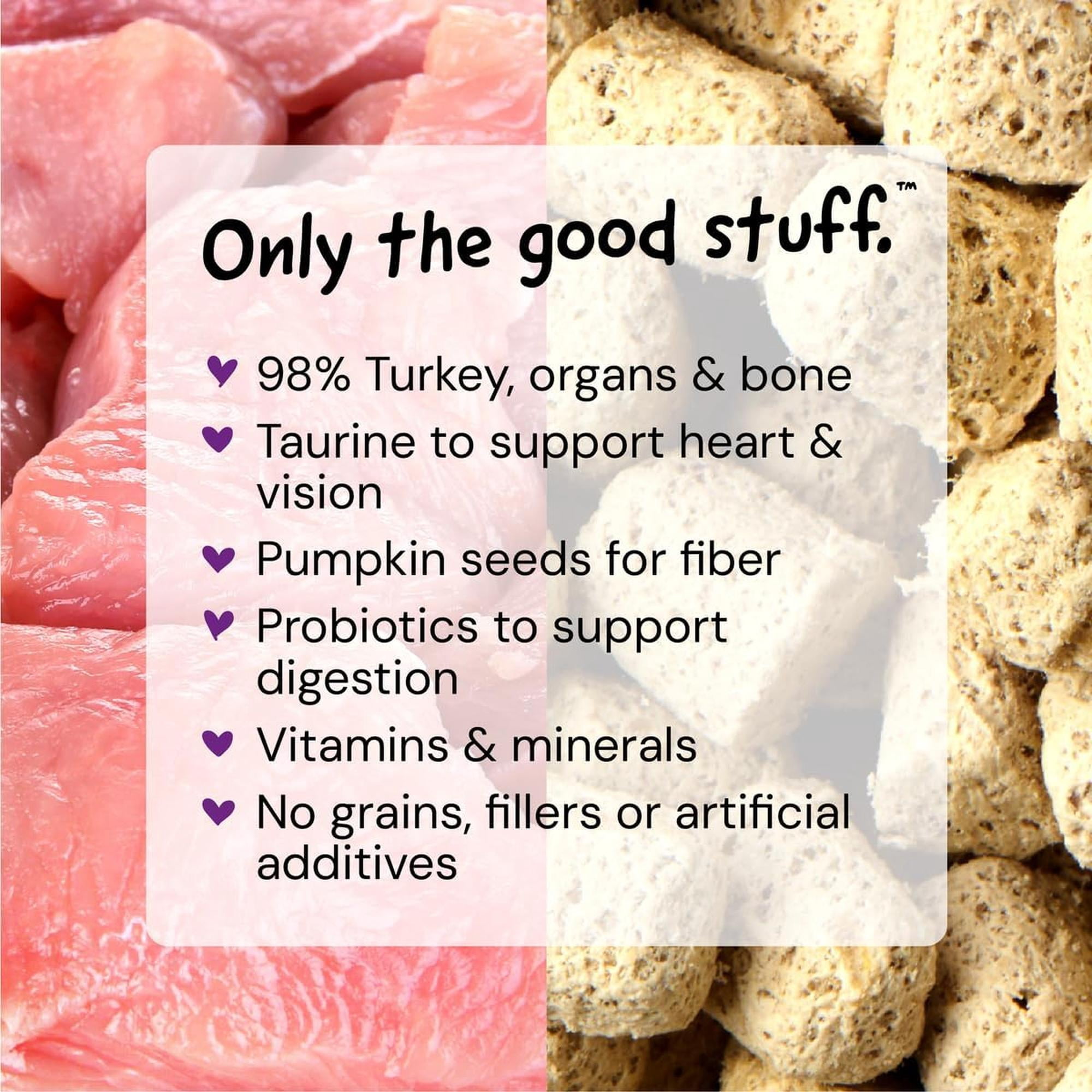 Stella & Chewy's Tummy Ticklin Turkey Dinner Morsels, LocalFinds Turkey Freeze-Dried Chunks Dry Cat Food, 3.5 oz Bag
