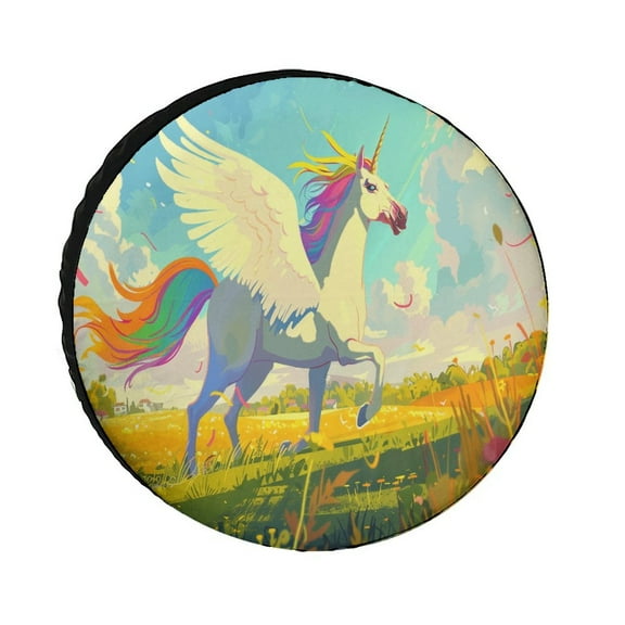 Rainbow Horse with Wings Spare Tire Cover,Universal Wheel Tire Cover for Trailer, RV, SUV, Truck,Camper And Many Vehicle,Weatherproof Tire Protectors