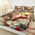 thumbnail image 3 of Feelyou 3D Santa Claus Full Size Sheets, Rustic Reindeer Flower Bed Sheets, Dreamy Winter Christmas Sheet Sets, Super Cozy Room Decor, 4pcs, 3 of 7