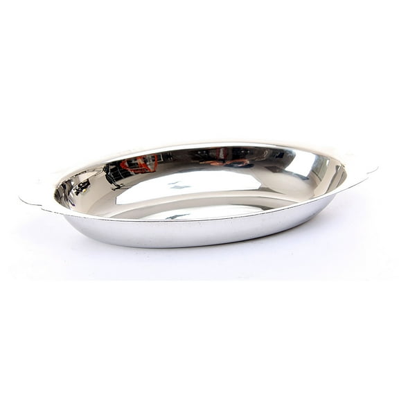 6 Pack of Stainless Steel Au Gratin Dish 16 Ounce Oval Stainless Steel 16 Oz.