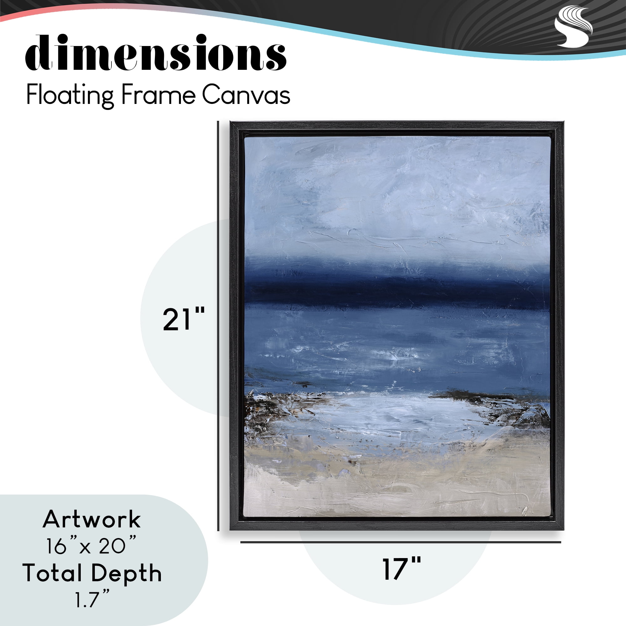Endless Sea Moods Black Framed Floater Canvas Wall Art, design by Design Fabrikken