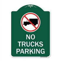 SignMission A-DES-GW-1824-23560 18 x 24 in. Designer Series Sign - No Truck Sign No Truck Parking with Symbol, Green & White