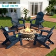 thumbnail image 4 of Cobiod Oversized Folding Adirondack Chairs Set of 4, HDPE All-Weather Patio Firepit Chair with Double Holders, For beach, pool, garden, Navy, 4 of 9