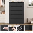 thumbnail image 3 of Homfa 6 Drawer Black Dresser, 43.3" H Wood Storage Cabinet with Upgraded Stable Base Vertical Chest for Bedroom Living Room, 3 of 7