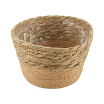 Straw Weaving Flower Plant Pot Wicker Basket Rattan Flowerpot Storage Handmade Woven Planter S
