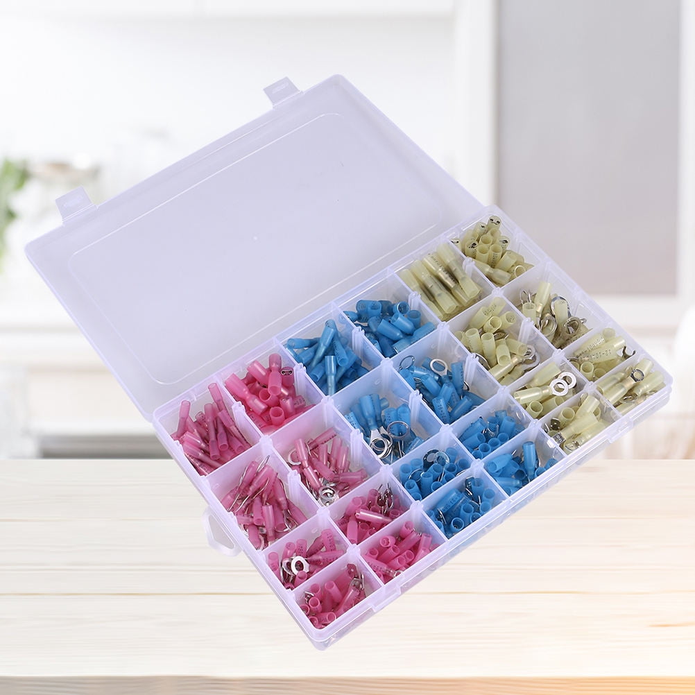 GOOHOCHY 481Pcs Industrial Heat Shrink Tubing Solder Ring Heat Shrinkable Tube Terminal Assorted Color For Cable Check