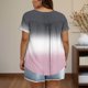 thumbnail image 4 of Tops de Tamaño Más de las Mujeres, Manga Corta de Tamaño Más, Cuello Redondo Botón Arriba Plisado Superior, 4 of 6