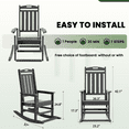 thumbnail image 2 of Greforg Outdoor Oversized Patio Rocking Chair Set of 2, HDPE Weather Resistant Porch, Garden Lawn Rocker,Gray, 2 of 6