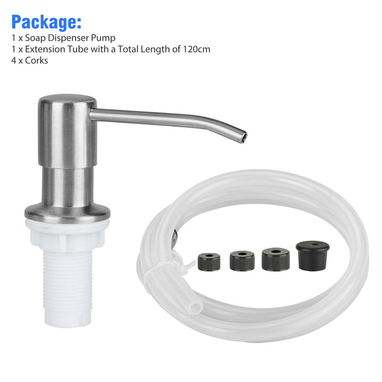 Dish Soap Dispenser for Kitchen Sink and Tube Kit, 47 Tube Connects Pump  Directly to Soap Bottle Brushed Nickel